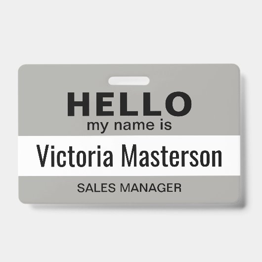 こんにちは私の名前 – ビジネスカスタム従業員名 バッジ (正面)