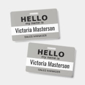 こんにちは私の名前 – ビジネスカスタム従業員名 バッジ (正面＆裏面)