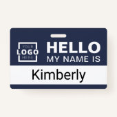 こんにちは私の名前 – ビジネスカスタム従業員名 バッジ (正面)