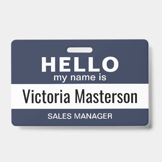 こんにちは私の名前 – ビジネスカスタム従業員名 バッジ (正面)