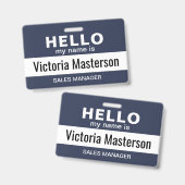 こんにちは私の名前 – ビジネスカスタム従業員名 バッジ (正面＆裏面)