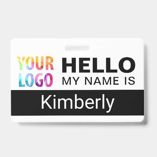 こんにちは私の名前 – ビジネスカスタム従業員名 バッジ (正面)