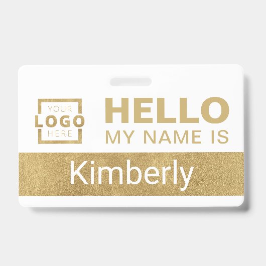 こんにちは私の名前 – ビジネスカスタム従業員名 バッジ (正面)