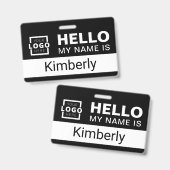 こんにちは私の名前 – ビジネスカスタム従業員名 バッジ (正面＆裏面)