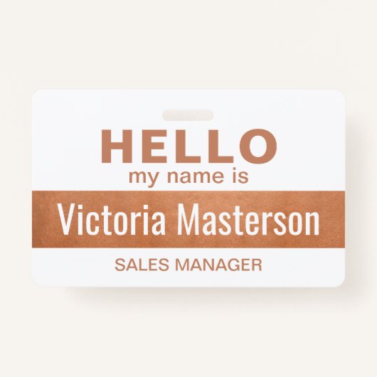 こんにちは私の名前 – ビジネスカスタム従業員名 バッジ (正面)