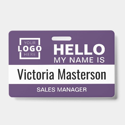 こんにちは私の名前 – ビジネスカスタム従業員名 バッジ (正面)