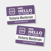 こんにちは私の名前 – ビジネスカスタム従業員名 バッジ (正面＆裏面)