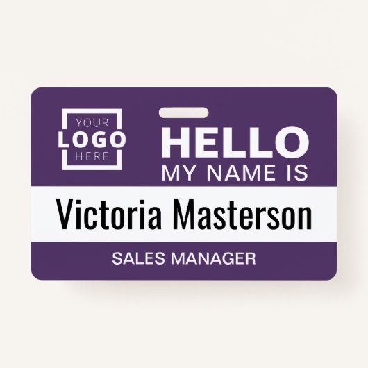 こんにちは私の名前 – ビジネスカスタム従業員名 バッジ (正面)