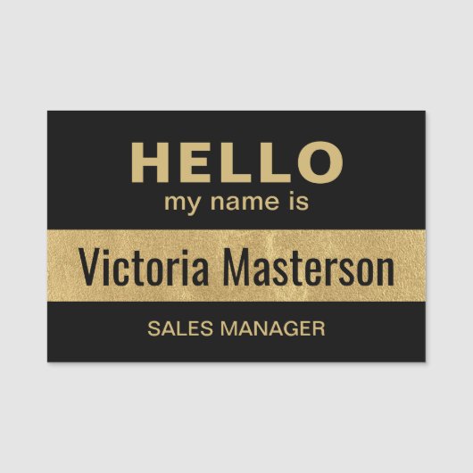 こんにちは私の名前 – ビジネスカスタム従業員名 名札 (正面)