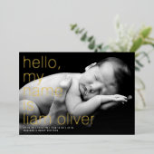 こんにちは私の名前__写真フォイル誕生のお知らせ 箔招待状 (立ち正面)