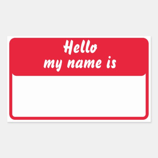 こんにちは私の名前 長方形シール (正面)