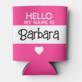 こんにちは私の名前 – Hot Pink – 可愛いカスタム名前 缶クーラー (正面)