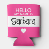 こんにちは私の名前 – Hot Pink – 可愛いカスタム名前 缶クーラー (裏面)
