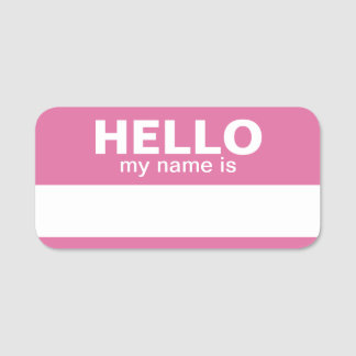 こんにちは私の名前 – Pink – ビジネス連絡情報 名札