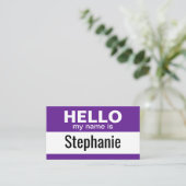 こんにちは私の名前 – Purple – ビジネス連絡情報 名刺 (スタンド正面)