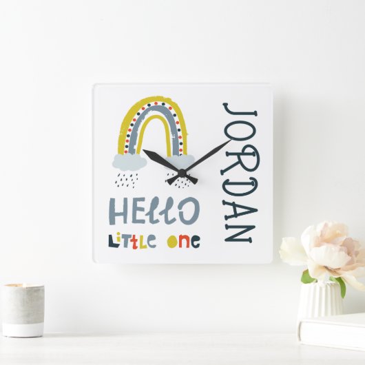こんにちは私の小さな虹 スクエア壁時計 (ホーム)