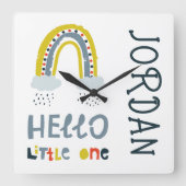 こんにちは私の小さな虹 スクエア壁時計 (正面)