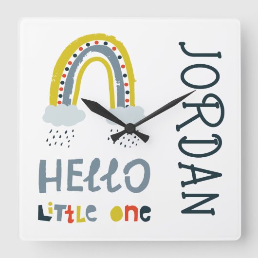 こんにちは私の小さな虹 スクエア壁時計 (正面)