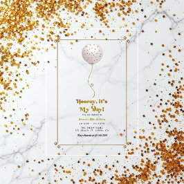 こんにちは私の日の紙吹雪バルーン誕生日パーティー アクリル招待状
