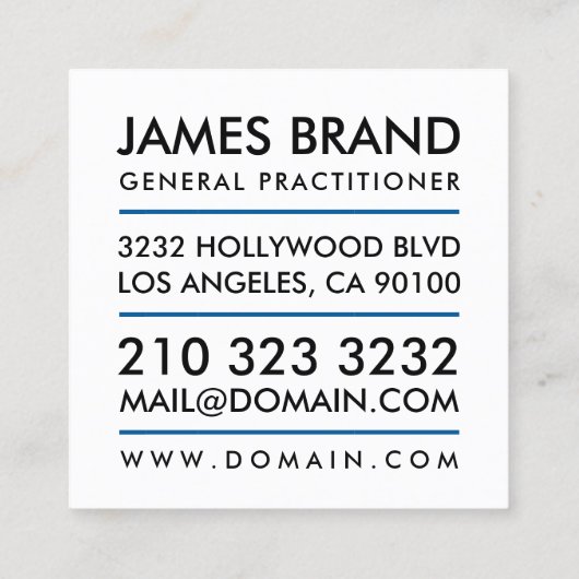 こんにちは私はあなたの医師一般開業医です スクエア名刺 (裏面)