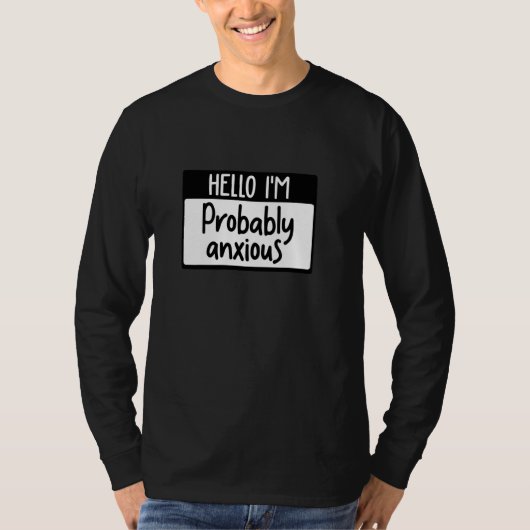 こんにちは私はおそらく不安なプルオーバー Tシャツ (正面)