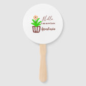 こんにちは私はここで新しい赤ちゃんシャワー子供のフローラリーフp ハンドファン (裏面)