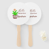 こんにちは私はここで新しい赤ちゃんシャワー子供のフローラリーフp ハンドファン (正面&裏面)