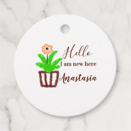 こんにちは私はここで新しい赤ちゃんシャワー子供のフローラリーフp フェイバータグ