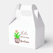 こんにちは私はここで新しい赤ちゃんシャワー子供のフローラリーフp フェイバーボックス (裏面サイド)