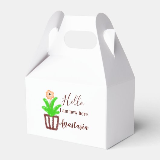 こんにちは私はここで新しい赤ちゃんシャワー子供のフローラリーフp フェイバーボックス (正面サイド)