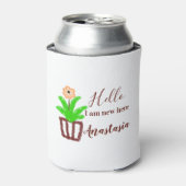 こんにちは私はここで新しい赤ちゃんシャワー子供のフローラリーフp 缶クーラー (缶正面)