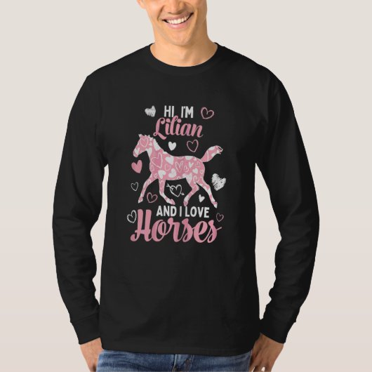 こんにちは私はリリアンと私は馬かわいいハートパッター大好き Tシャツ (正面)