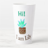 こんにちは私はリリーの多肉汁追加の名前の水色 カフェラテマグ (正面)