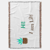 こんにちは私はリリーの多肉汁追加の名前の水色 スローブランケット (正面縦)