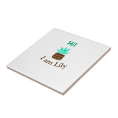 こんにちは私はリリーの多肉汁追加の名前の水色 タイル (側面)