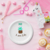 こんにちは私はリリーの多肉汁追加の名前の水色 ペーパープレート (パーティー)