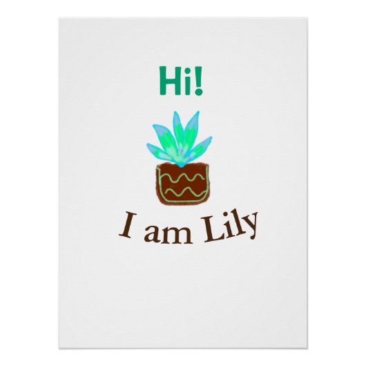 こんにちは私はリリーの多肉汁追加の名前の水色 ポスター (正面)