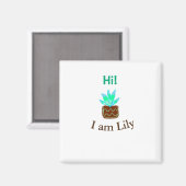 こんにちは私はリリーの多肉汁追加の名前の水色 マグネット (正面/裏面)