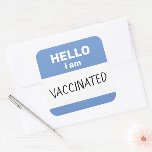 こんにちは私は予防接種を受けた スクエアシール (封筒)