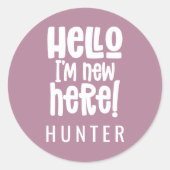 こんにちは私は新しいモダン誕生の発表 ラウンドシール (正面)