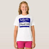 こんにちは私は花の女の子の結婚名前バッジ Tシャツ (正面フル)