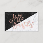 こんにちは美しいのどのばら色の金ゴールドのシックなブロックの大理石 名刺 (正面)