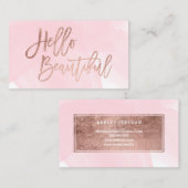 こんにちは美しいのどのばら色の金ゴールドのシックな原稿のピンク 名刺 (正面/裏面)