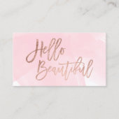 こんにちは美しいのどのばら色の金ゴールドのシックな原稿のピンク 名刺 (正面)