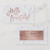 こんにちは美しいのどのばら色の金ゴールドのシックな原稿の大理石 名刺 (正面/裏面)