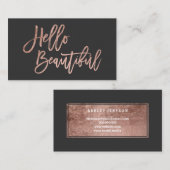 こんにちは美しいのどのばら色の金ゴールドのシックな原稿の灰色 名刺 (正面/裏面)