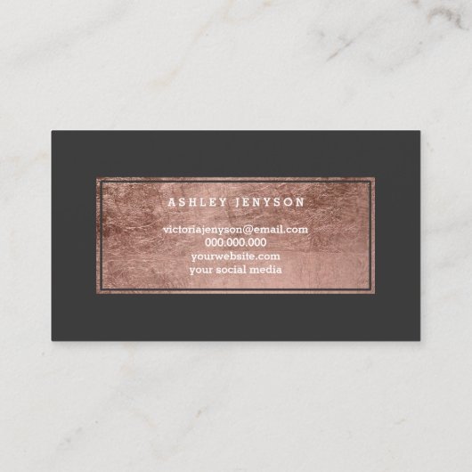 こんにちは美しいのどのばら色の金ゴールドのシックな原稿の灰色 名刺 (裏面)