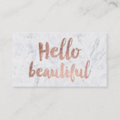 こんにちは美しいのどのばら色の金ゴールドのタイポグラフィの大理石 名刺 (正面)