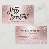 こんにちは美しいばら色の金ゴールドのグリッターの金属の紙吹雪 名刺 (正面/裏面)