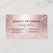 こんにちは美しいばら色の金ゴールドのグリッターの金属の紙吹雪 名刺 (裏面)
